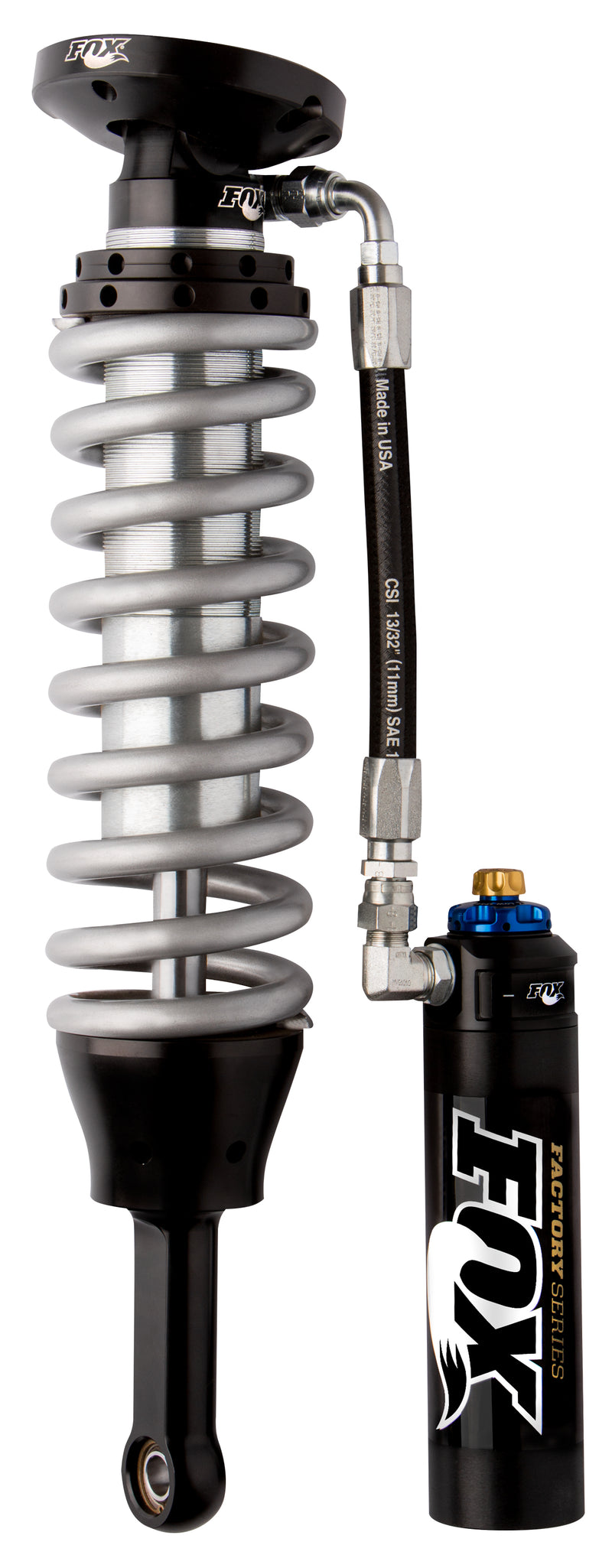14-On Dodge 1500 Diesel 4WD Front Coilover 2.5 Series Remote Reservoir 5.7 Inch 0-2 Inch Lift Dual Speed Compression Kit Fox Shocks